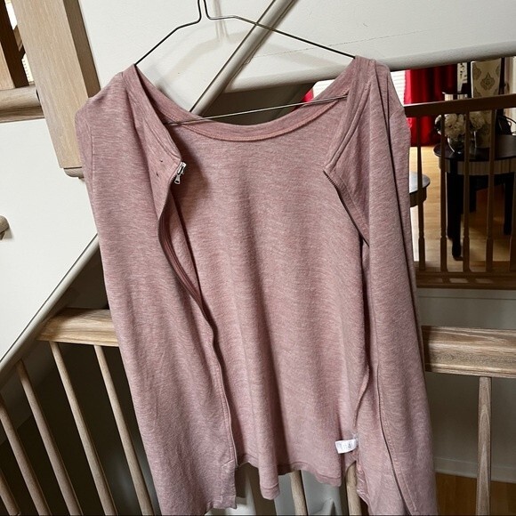 Lou & Grey Back Zipper Tunic Top in Heather Mauve Pink S - Picture 7 of 9